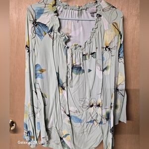 A New Day Women's Blouse - Green Floral